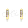 Oro Laminado Huggie Hoop, Gold Filled Style with Pink Cubic Zirconia, Polished, Golden Finish, 02.210.0644.4.12