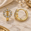 Oro Laminado Huggie Hoop, Gold Filled Style with White Cubic Zirconia, Polished, Golden Finish, 02.210.0646.15