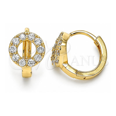 Oro Laminado Huggie Hoop, Gold Filled Style with White Cubic Zirconia, Polished, Golden Finish, 02.210.0646.15