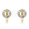 Oro Laminado Huggie Hoop, Gold Filled Style with Amethyst Cubic Zirconia, Polished, Golden Finish, 02.210.0646.2.15