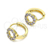 Oro Laminado Huggie Hoop, Gold Filled Style with Amethyst Cubic Zirconia, Polished, Golden Finish, 02.210.0646.2.15