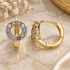 Oro Laminado Huggie Hoop, Gold Filled Style with Amethyst Cubic Zirconia, Polished, Golden Finish, 02.210.0646.2.15