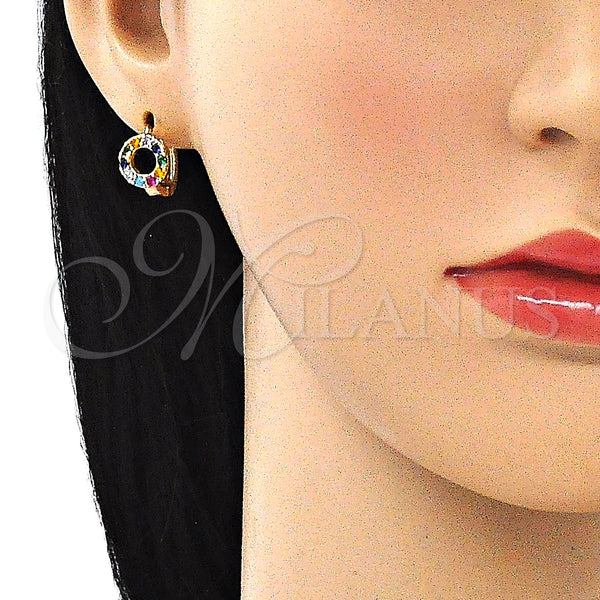 Gold Filled Hoop Earrings — Huggie Hoop with Multicolor Cubic Zirconia Polished 02. — alternate product view — SKU 146276 | Oro Laminado aretes de aro — Huggie Hoop with Multicolor Cubic Zirconia pulido 02. — SKU 146276