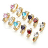 Oro Laminado Huggie Hoop, Gold Filled Style Heart Design, with Multicolor Cubic Zirconia, Polished, Golden Finish, 02.210.0647.5.15