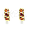 Oro Laminado Huggie Hoop, Gold Filled Style with Garnet Cubic Zirconia, Polished, Golden Finish, 02.210.0648.1.15