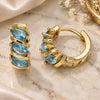 Oro Laminado Huggie Hoop, Gold Filled Style with Aqua Blue Cubic Zirconia, Polished, Golden Finish, 02.210.0648.2.15