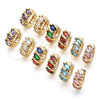 Oro Laminado Huggie Hoop, Gold Filled Style with Aqua Blue Cubic Zirconia, Polished, Golden Finish, 02.210.0648.2.15