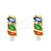 Oro Laminado Huggie Hoop, Gold Filled Style with Multicolor Cubic Zirconia, Polished, Golden Finish, 02.210.0648.5.15
