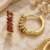 Oro Laminado Huggie Hoop, Gold Filled Style with Garnet Cubic Zirconia, Polished, Golden Finish, 02.210.0650.1.15