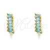 Oro Laminado Huggie Hoop, Gold Filled Style with Aqua Blue Cubic Zirconia, Polished, Golden Finish, 02.210.0650.2.15