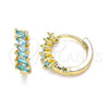 Oro Laminado Huggie Hoop, Gold Filled Style with Aqua Blue Cubic Zirconia, Polished, Golden Finish, 02.210.0650.2.15