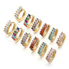 Oro Laminado Huggie Hoop, Gold Filled Style with Aqua Blue Cubic Zirconia, Polished, Golden Finish, 02.210.0650.2.15