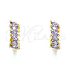 Oro Laminado Huggie Hoop, Gold Filled Style with Amethyst Cubic Zirconia, Polished, Golden Finish, 02.210.0650.3.15
