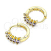 Oro Laminado Huggie Hoop, Gold Filled Style with Amethyst Cubic Zirconia, Polished, Golden Finish, 02.210.0650.3.15