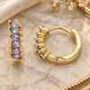 Oro Laminado Huggie Hoop, Gold Filled Style with Amethyst Cubic Zirconia, Polished, Golden Finish, 02.210.0650.3.15