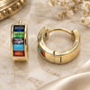Oro Laminado Huggie Hoop, Gold Filled Style Baguette Design, with Multicolor Cubic Zirconia, Polished, Golden Finish, 02.210.0657.1.15