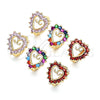 Oro Laminado Huggie Hoop, Gold Filled Style Heart Design, with Pink Cubic Zirconia, Polished, Golden Finish, 02.210.0658.1.12