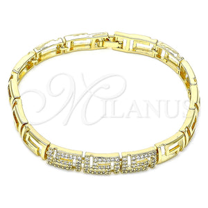 Gold Filled Bracelet — Fancy Bracelet Greek Key Design with White Micro — main product view — SKU 146356 | Oro Laminado brazalete — elegante Bracelet Greek Key diseño with blanco Micro — SKU 146356