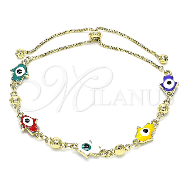 Gold Filled Bracelet — Adjustable Bolo Bracelet Hand of God and Judaica — main product view — SKU 146371 | Oro Laminado brazalete — Adjustable Bolo Bracelet Hand of God and Judaica — SKU 146371