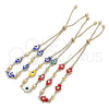 Oro Laminado Adjustable Bolo Bracelet, Gold Filled Style Hand of God Design, Multicolor Enamel Finish, Golden Finish, 03.213.0142.2.10 (01 MM Thickness, 10 Inches Length)