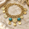 Oro Laminado Charm Bracelet, Gold Filled Style with Light Turquoise Opal, Polished, Golden Finish, 03.331.0119.3.08 (10 MM Thickness, 8 Inches Length)