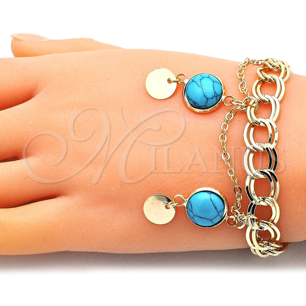 Gold Filled Bracelet — Charm Bracelet with Turquoise Opal Polished 03. 10 — alternate product view — SKU 146382 | Oro Laminado brazalete — Charm Bracelet with Turquoise Opal pulido 03. 10 — SKU 146382