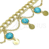 Oro Laminado Charm Bracelet, Gold Filled Style with Turquoise Opal, Polished, Golden Finish, 03.331.0209.08 (10 MM Thickness, 8 Inches Length)