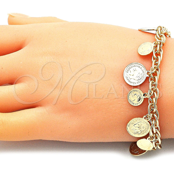 Gold Filled Bracelet — Charm Bracelet Polished 03. 06 MM Thickness 8 — alternate product view — SKU 146385 | Oro Laminado brazalete — Charm Bracelet pulido 03. 06 MM Thickness 8 — SKU 146385