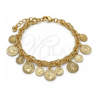 Oro Laminado Charm Bracelet, Gold Filled Style Polished, Golden Finish, 03.331.0212.08 (06 MM Thickness, 8 Inches Length)