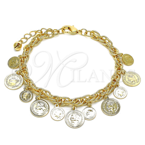 Oro Laminado Charm Bracelet, Gold Filled Style Polished, Golden Finish, 03.331.0212.08 (06 MM Thickness, 8 Inches Length)