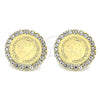 Oro Laminado Stud Earring, Gold Filled Style with White Crystal, Polished, Golden Finish, 02.331.0054