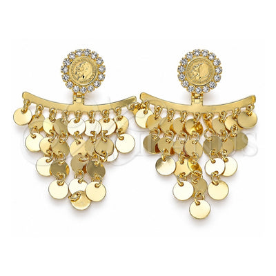 Oro Laminado Long Earring, Gold Filled Style Polished, Golden Finish, 02.331.0057