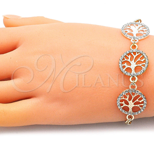 Gold Filled Bracelet — Fancy Bracelet Tree Design with White Crystal Polished — alternate product view — SKU 146403 | Oro Laminado brazalete — elegante Bracelet Tree diseño with cristal blanco pulido — SKU 146403