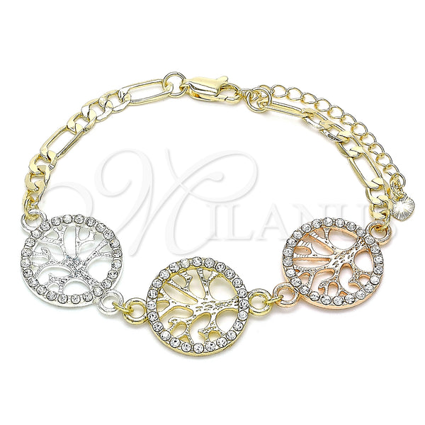 Gold Filled Bracelet — Fancy Bracelet Tree Design with White Crystal Polished — main product view — SKU 146403 | Oro Laminado brazalete — elegante Bracelet Tree diseño with cristal blanco pulido — SKU 146403