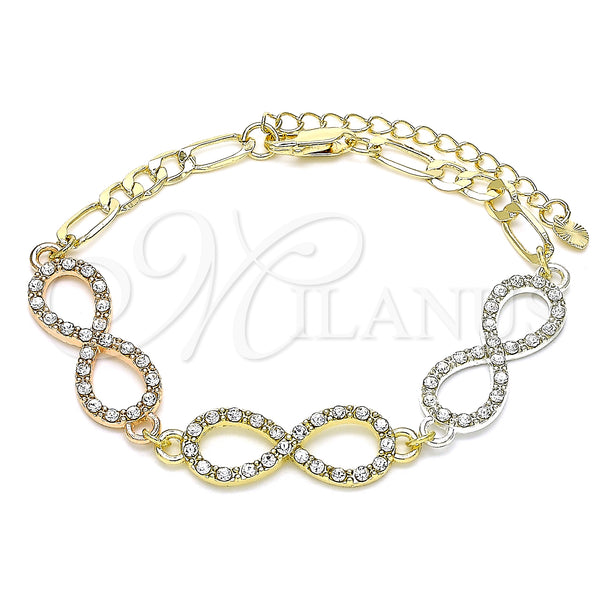 Gold Filled Bracelet — Fancy Bracelet Infinite Design with White Crystal Polished — main product view — SKU 146412 | Oro Laminado brazalete — elegante Bracelet Infinite diseño with cristal blanco pulido — SKU 146412