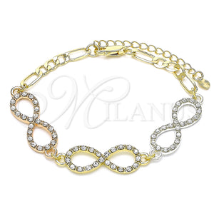 Gold Filled Bracelet — Fancy Bracelet Infinite Design with White Crystal Polished — main product view — SKU 146412 | Oro Laminado brazalete — elegante Bracelet Infinite diseño with cristal blanco pulido — SKU 146412