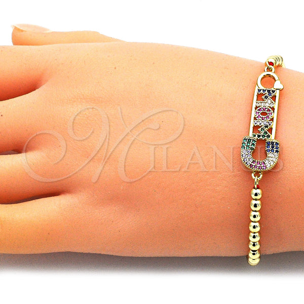 Gold Filled Bracelet — Adjustable Bolo Bracelet Mom and Paperclip Design with — alternate product view — SKU 146419 | Oro Laminado brazalete — Adjustable Bolo Bracelet Mom and Paperclip diseño with — SKU 146419
