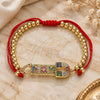 Oro Laminado Adjustable Bolo Bracelet, Gold Filled Style Mom and Paperclip Design, with Multicolor Micro Pave, Polished, Golden Finish, 03.341.0149.12 (04 MM Thickness, 12 Inches Length)