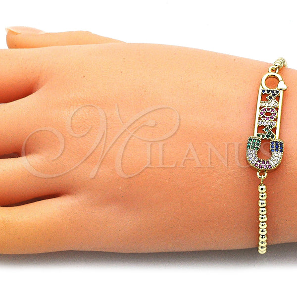 Gold Filled Bracelet — Adjustable Bolo Bracelet Mom and Paperclip Design with — alternate product view — SKU 146420 | Oro Laminado brazalete — Adjustable Bolo Bracelet Mom and Paperclip diseño with — SKU 146420