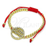 Oro Laminado Adjustable Bolo Bracelet, Gold Filled Style Ball and Mom Design, with White Micro Pave and White Cubic Zirconia, Polished, Golden Finish, 03.341.0152.11 (04 MM Thickness, 11 Inches Length)