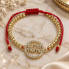 Oro Laminado Adjustable Bolo Bracelet, Gold Filled Style Ball and Mom Design, with White Micro Pave and White Cubic Zirconia, Polished, Golden Finish, 03.341.0152.11 (04 MM Thickness, 11 Inches Length)