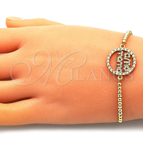 Gold Filled Bracelet — Adjustable Bolo Bracelet Ball and Mom Design with — alternate product view — SKU 146423 | Oro Laminado brazalete — Adjustable Bolo Bracelet Ball and Mom diseño with — SKU 146423