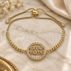 Oro Laminado Adjustable Bolo Bracelet, Gold Filled Style Ball and Mom Design, with White Micro Pave and White Cubic Zirconia, Polished, Golden Finish, 03.341.0153.10 (01 MM Thickness, 10 Inches Length)