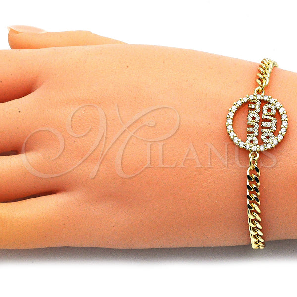 Gold Filled Bracelet — Fancy Bracelet Mom Design with White Micro Pave — alternate product view — SKU 146424 | Oro Laminado brazalete — elegante Bracelet Mom diseño with blanco Micro Pave — SKU 146424