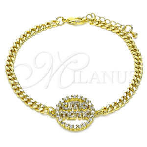 Gold Filled Bracelet — Fancy Bracelet Mom Design with White Micro Pave — main product view — SKU 146424 | Oro Laminado brazalete — elegante Bracelet Mom diseño with blanco Micro Pave — SKU 146424