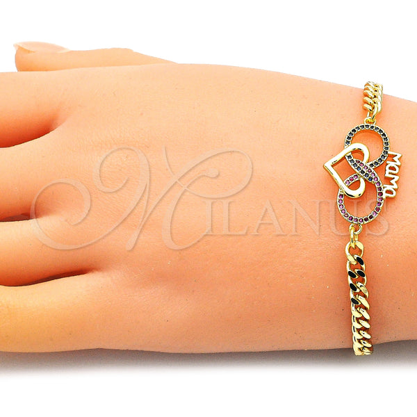 Gold Filled Bracelet — Fancy Bracelet Heart and Infinite Design with Ruby — alternate product view — SKU 146427 | Oro Laminado brazalete — elegante Bracelet corazón and Infinite diseño with Ruby — SKU 146427