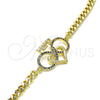 Oro Laminado Fancy Bracelet, Gold Filled Style Heart and Infinite Design, with Ruby and Sapphire Blue Micro Pave, Polished, Golden Finish, 03.341.0157.08 (04 MM Thickness, 8 Inches Length)