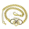 Oro Laminado Fancy Bracelet, Gold Filled Style Heart and Infinite Design, with Ruby and Sapphire Blue Micro Pave, Polished, Golden Finish, 03.341.0157.08 (04 MM Thickness, 8 Inches Length)