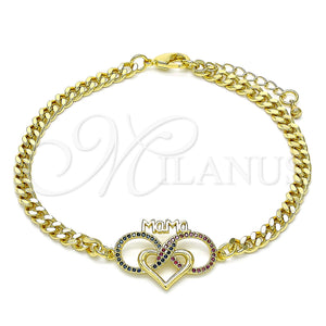 Gold Filled Bracelet — Fancy Bracelet Heart and Infinite Design with Ruby — main product view — SKU 146427 | Oro Laminado brazalete — elegante Bracelet corazón and Infinite diseño with Ruby — SKU 146427