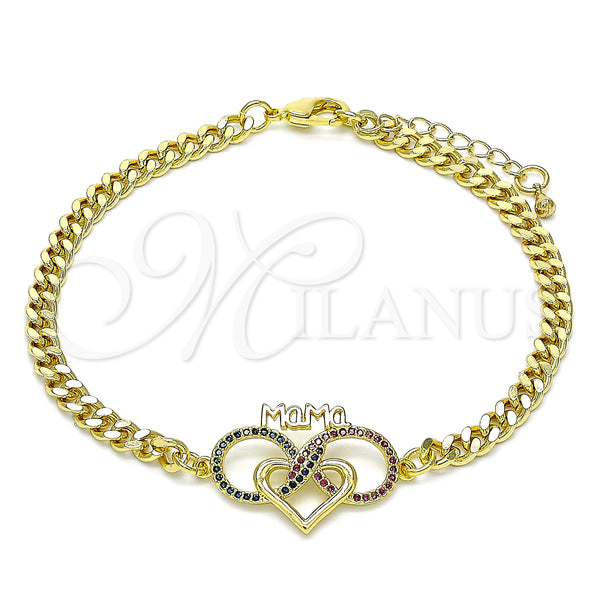 Gold Filled Bracelet — Fancy Bracelet Heart and Infinite Design with Ruby — main product view — SKU 146427 | Oro Laminado brazalete — elegante Bracelet corazón and Infinite diseño with Ruby — SKU 146427